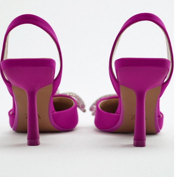 ZARA Slingback Heels With Bow Fuchsia - Picture 4 of 7